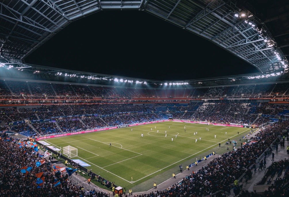 Football stadium at night